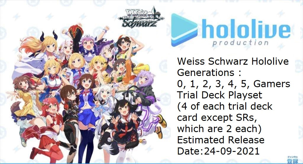 Hololive Gen 0 1 2 3 4 5 Gamers TRIAL DECK + Playset WEISS SCHWARZ JP Sleever Queen Hololive Gen 0 1 2 3 4 5 Gamers TRIAL DECK + Playset WEISS SCHWARZ JP Sleever Queen